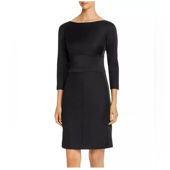 Boss Denalyn Boat Neck Sheath Dress in Size 8 Black 3/4 Sleeves Wool Blend - Picture 12 of 12